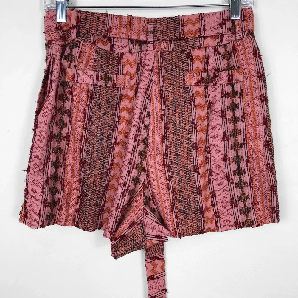 Anthropology‎ Eva Franco Orange embroidered Texture Boho Shorts Size 6